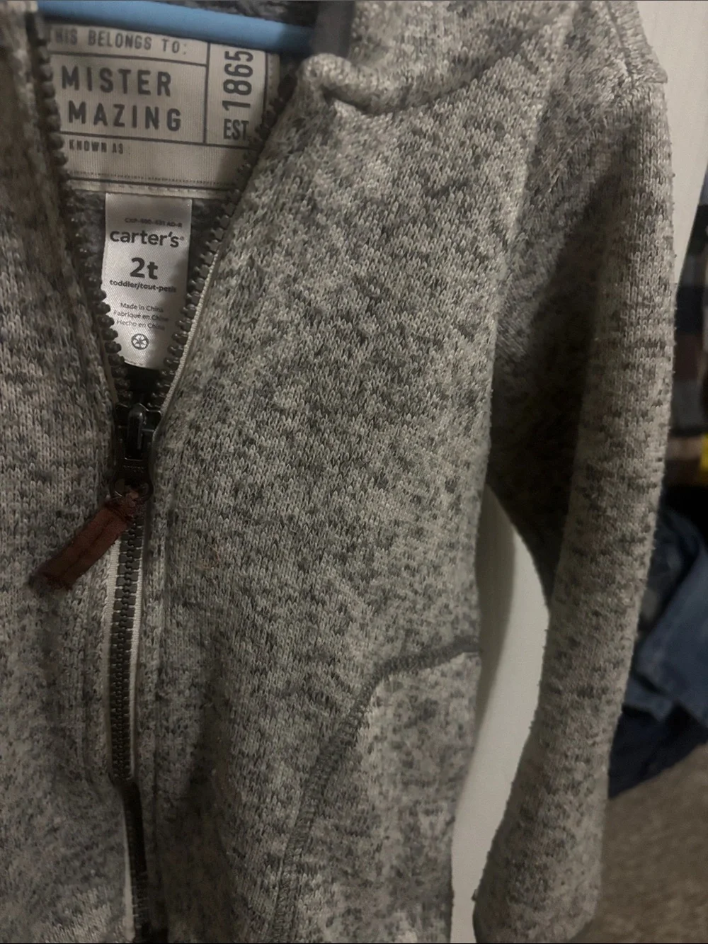 Kids Gray Hooded Zip Jacket - Soft Knit Outerwear